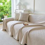 Cooling Ice Silk Soft Sofa Cover Blanket, Woven Geometric Textured Modern Couch Cover