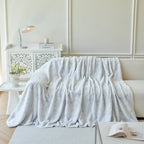 Plush Faux Fur Warm Sofa Cover with Waves Jacquard Textured Throw Blankets for Couch