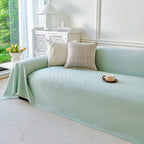 Cooling Ice Silk Soft Sofa Cover Blanket, Woven Geometric Textured Modern Couch Cover
