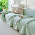 Cooling Ice Silk Soft Sofa Cover Blanket, Woven Geometric Textured Modern Couch Cover