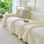 Cooling Ice Silk Soft Sofa Cover Blanket, Woven Geometric Textured Modern Couch Cover