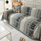 Chenille Sofa Cover Throw Blanket, Boho Geometric Scratch Proof Couch Protector