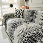 Chenille Sofa Cover Throw Blanket, Boho Geometric Scratch Proof Couch Protector