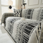 Chenille Sofa Cover Throw Blanket, Boho Geometric Scratch Proof Couch Protector