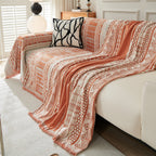 Chenille Sofa Cover Throw Blanket, Boho Geometric Scratch Proof Couch Protector