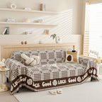 Chenille Houndstooth Sofa Throw Cover, Scratch Proof Cozy Throw Blankets for Couch