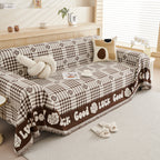 Chenille Houndstooth Sofa Throw Cover, Scratch Proof Cozy Throw Blankets for Couch