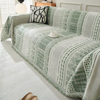 Chenille Sofa Cover Throw Blanket, Boho Geometric Scratch Proof Couch Protector