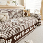 Chenille Houndstooth Sofa Throw Cover, Scratch Proof Cozy Throw Blankets for Couch
