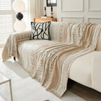 Chenille Sofa Cover Throw Blanket, Boho Geometric Scratch Proof Couch Protector