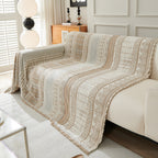 Chenille Sofa Cover Throw Blanket, Boho Geometric Scratch Proof Couch Protector
