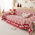 Chenille Houndstooth Sofa Throw Cover, Scratch Proof Cozy Throw Blankets for Couch