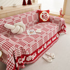 Chenille Houndstooth Sofa Throw Cover, Scratch Proof Cozy Throw Blankets for Couch