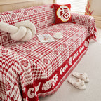 Chenille Houndstooth Sofa Throw Cover, Scratch Proof Cozy Throw Blankets for Couch
