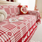 Chenille Houndstooth Sofa Throw Cover, Scratch Proof Cozy Throw Blankets for Couch
