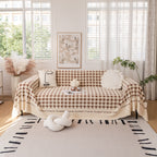 Jacquard Plush Houndstooth Sofa Throw Cover, Cover Throws for Sofas, Stylish Living Room Throws