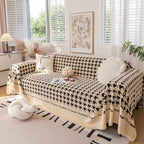 Jacquard Plush Houndstooth Sofa Throw Cover, Cover Throws for Sofas, Stylish Living Room Throws