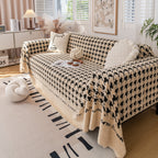 Jacquard Plush Houndstooth Sofa Throw Cover, Cover Throws for Sofas, Stylish Living Room Throws