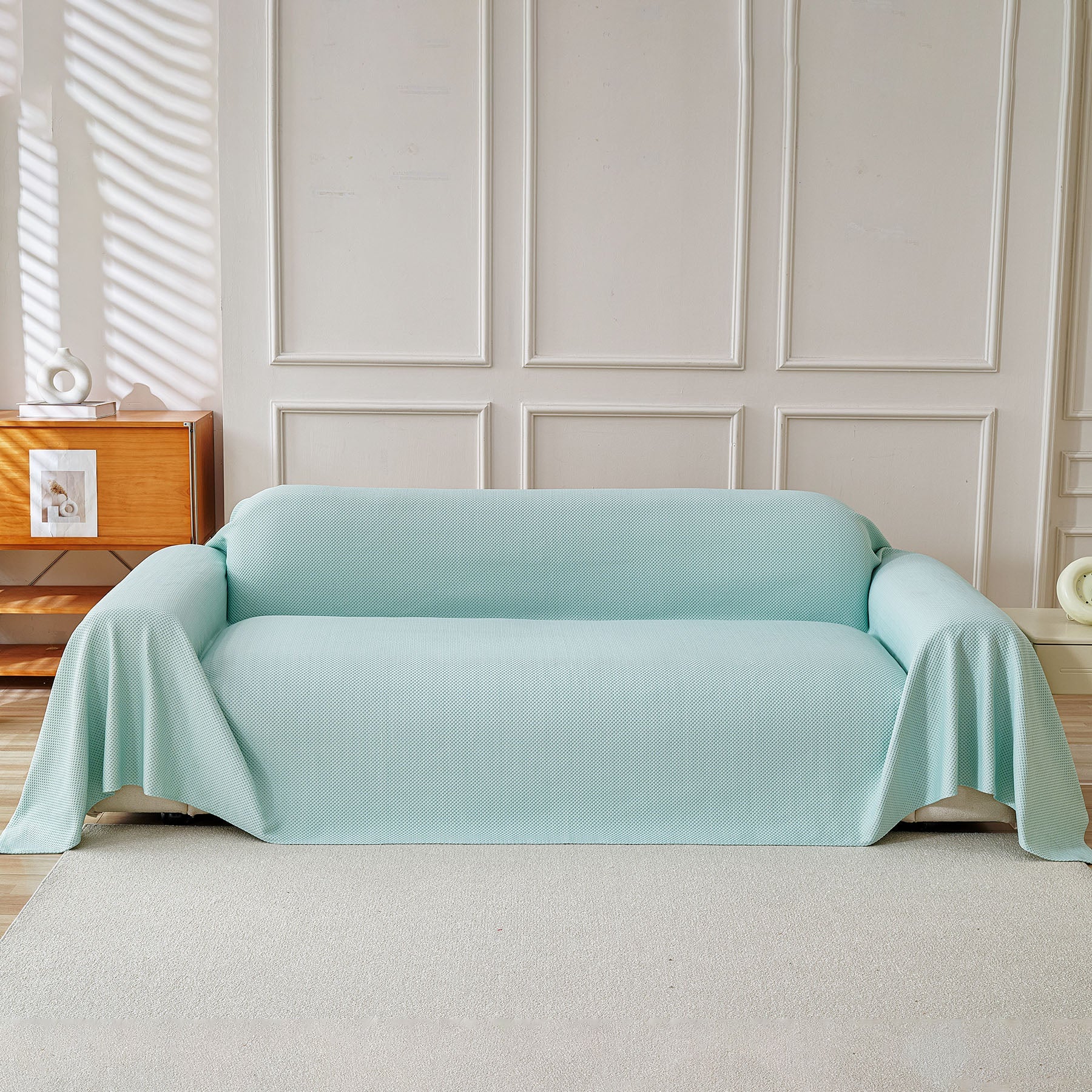 Cooling Ice Silk Knit Couch Cover, Breathable Pet Friendly Soft Throw Cover for Sofas