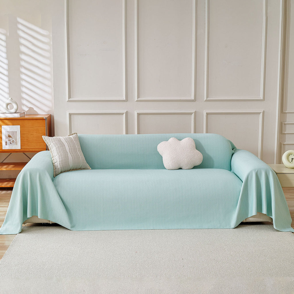 Cooling Ice Silk Knit Couch Cover, Breathable Pet Friendly Soft Throw Cover for Sofas