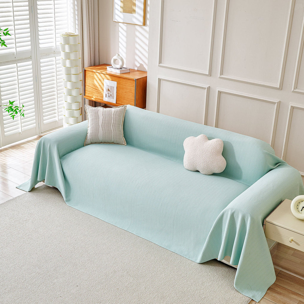 Cooling Ice Silk Knit Couch Cover, Breathable Pet Friendly Soft Throw Cover for Sofas