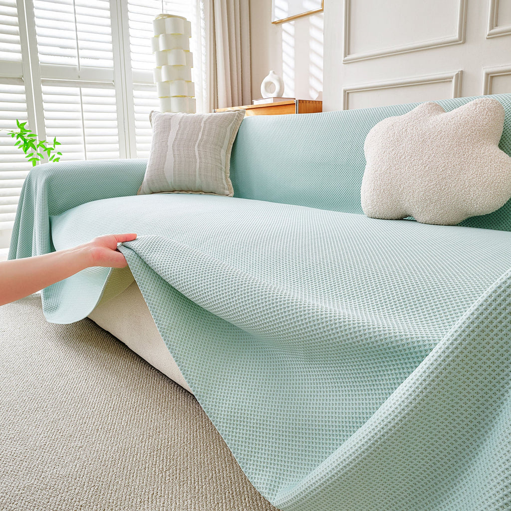 Cooling Ice Silk Knit Couch Cover, Breathable Pet Friendly Soft Throw Cover for Sofas