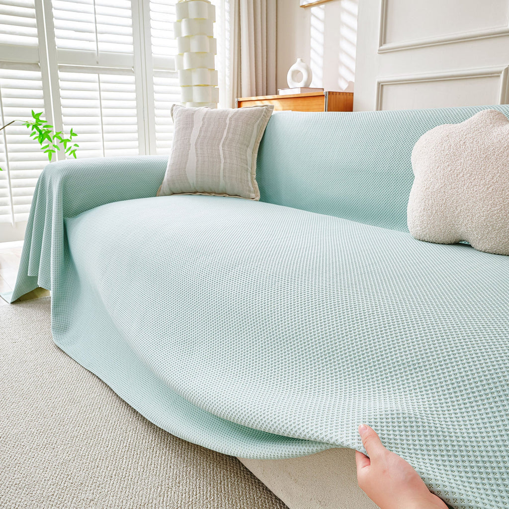 Cooling Ice Silk Knit Couch Cover, Breathable Pet Friendly Soft Throw Cover for Sofas