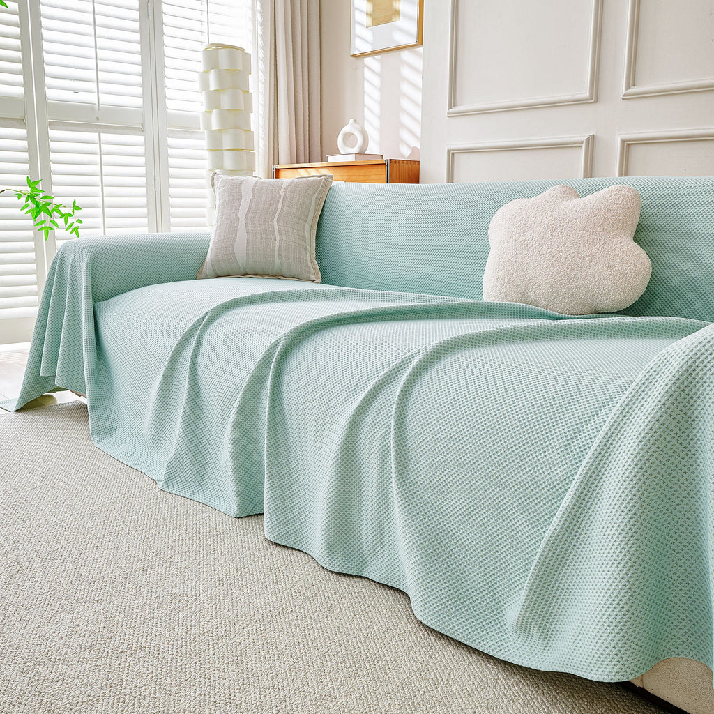 Cooling Ice Silk Knit Couch Cover, Breathable Pet Friendly Soft Throw Cover for Sofas