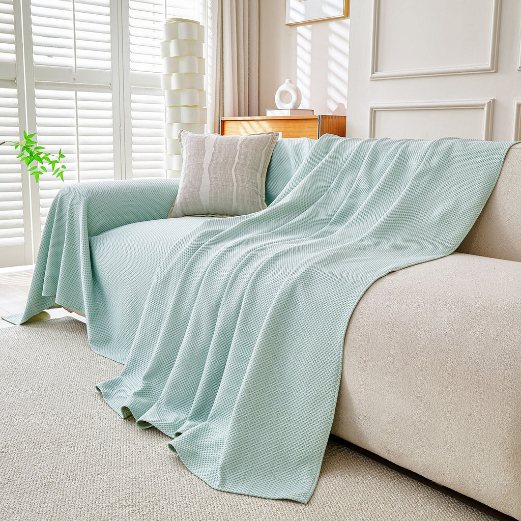 Cooling Ice Silk Knit Couch Cover, Breathable Pet Friendly Soft Throw Cover for Sofas