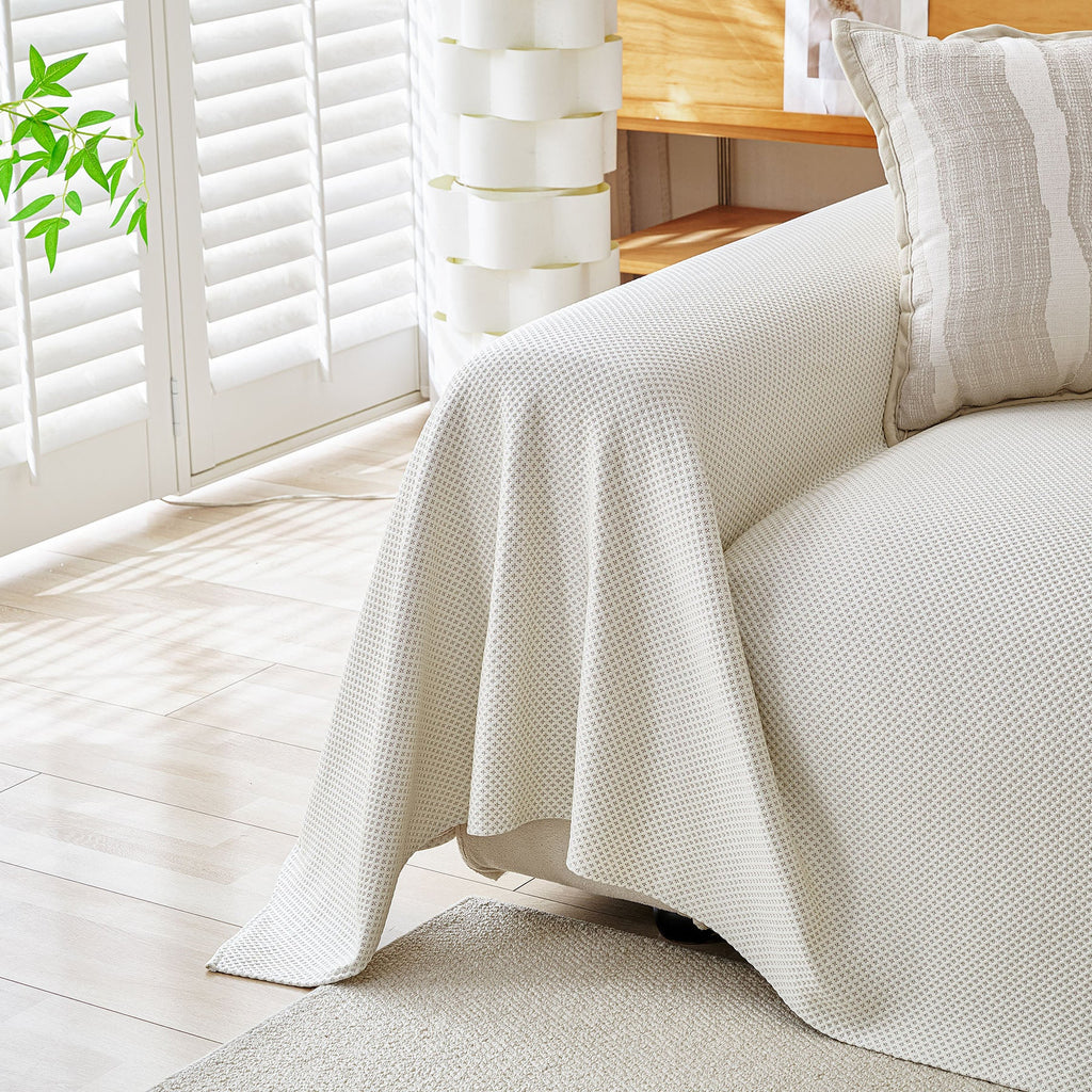 Cooling Ice Silk Knit Couch Cover, Breathable Pet Friendly Soft Throw Cover for Sofas