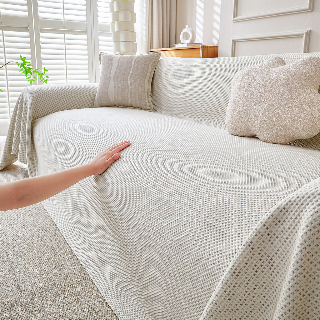 Cooling Ice Silk Knit Couch Cover, Breathable Pet Friendly Soft Throw Cover for Sofas