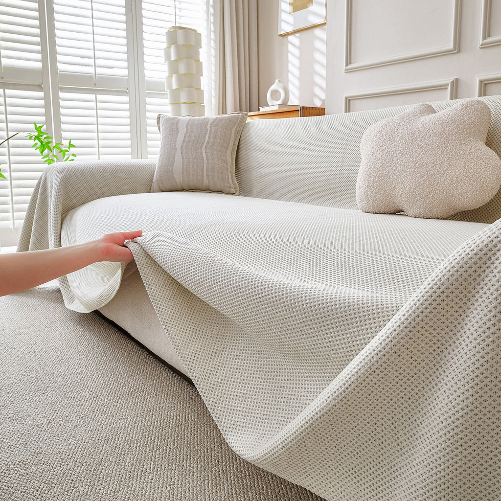 Cooling Ice Silk Knit Couch Cover, Breathable Pet Friendly Soft Throw Cover for Sofas