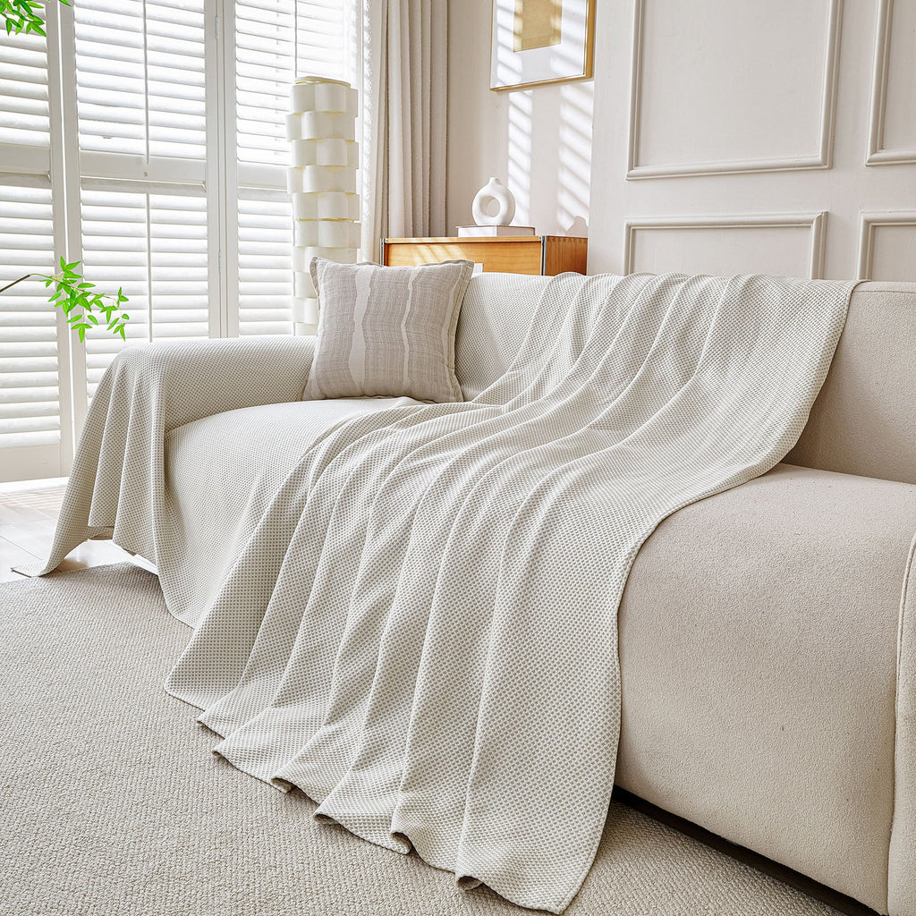 Cooling Ice Silk Knit Couch Cover, Breathable Pet Friendly Soft Throw Cover for Sofas