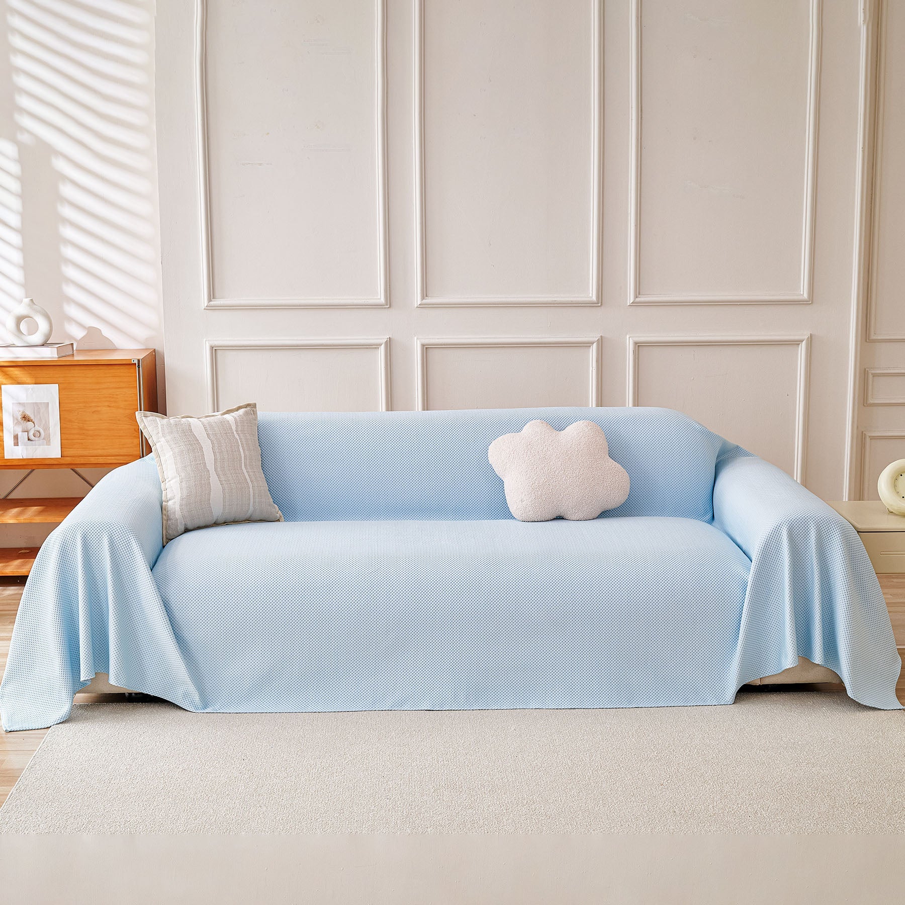 Cooling Ice Silk Knit Couch Cover, Breathable Pet Friendly Soft Throw Cover for Sofas