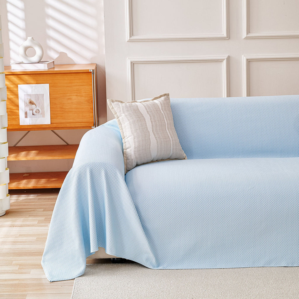 Cooling Ice Silk Knit Couch Cover, Breathable Pet Friendly Soft Throw Cover for Sofas