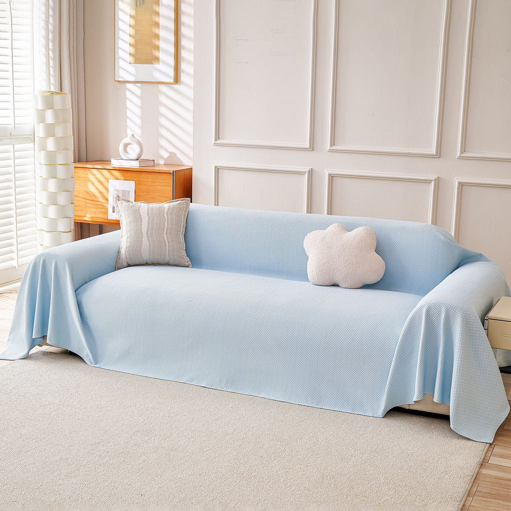 Cooling Ice Silk Knit Couch Cover, Breathable Pet Friendly Soft Throw Cover for Sofas