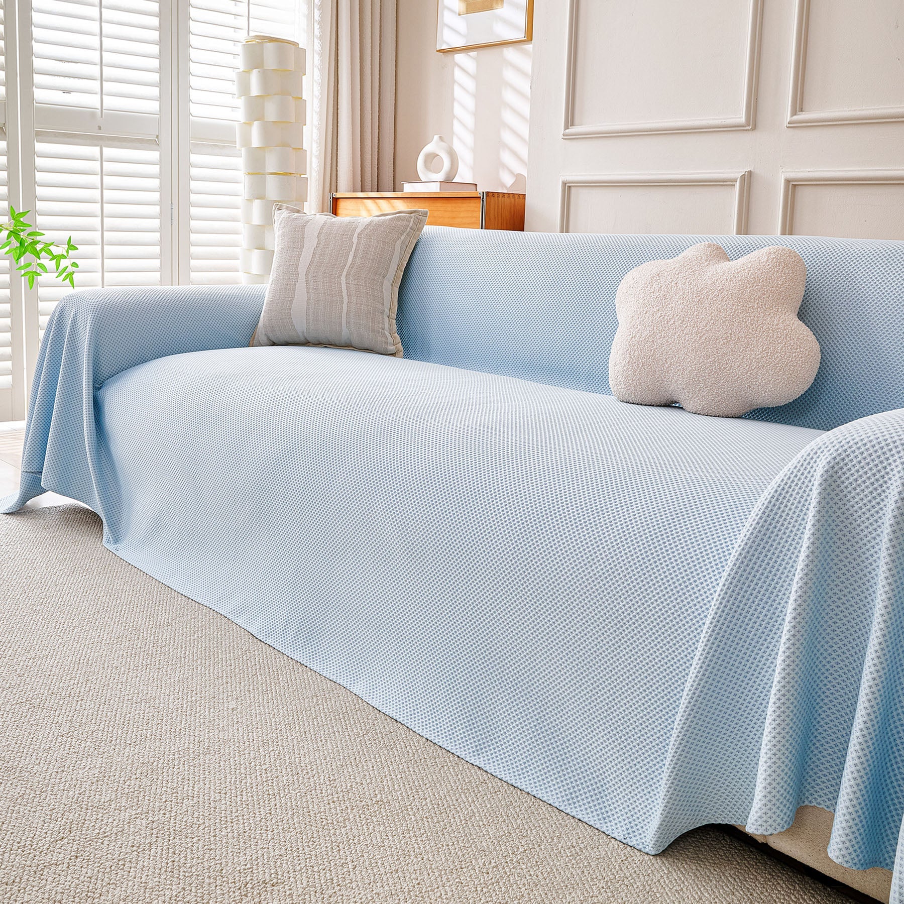 Cooling Ice Silk Knit Couch Cover, Breathable Pet Friendly Soft Throw Cover for Sofas