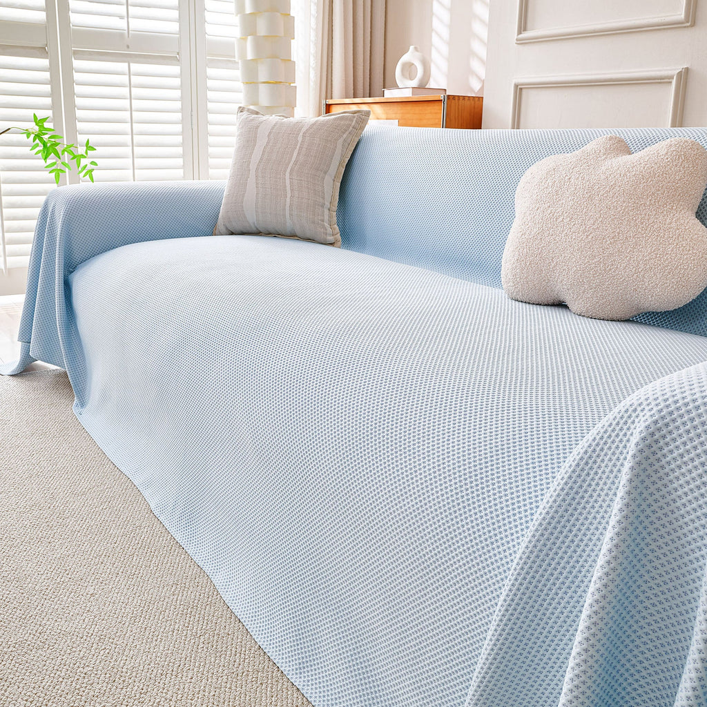 Cooling Ice Silk Knit Couch Cover, Breathable Pet Friendly Soft Throw Cover for Sofas