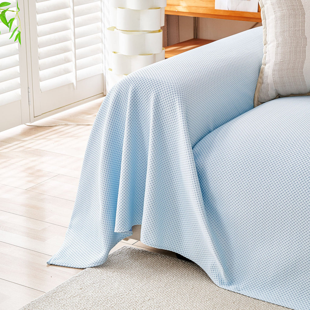 Cooling Ice Silk Knit Couch Cover, Breathable Pet Friendly Soft Throw Cover for Sofas