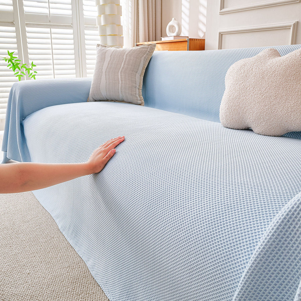 Cooling Ice Silk Knit Couch Cover, Breathable Pet Friendly Soft Throw Cover for Sofas