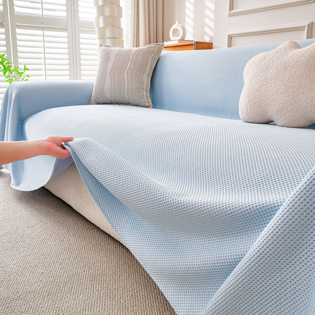 Cooling Ice Silk Knit Couch Cover, Breathable Pet Friendly Soft Throw Cover for Sofas