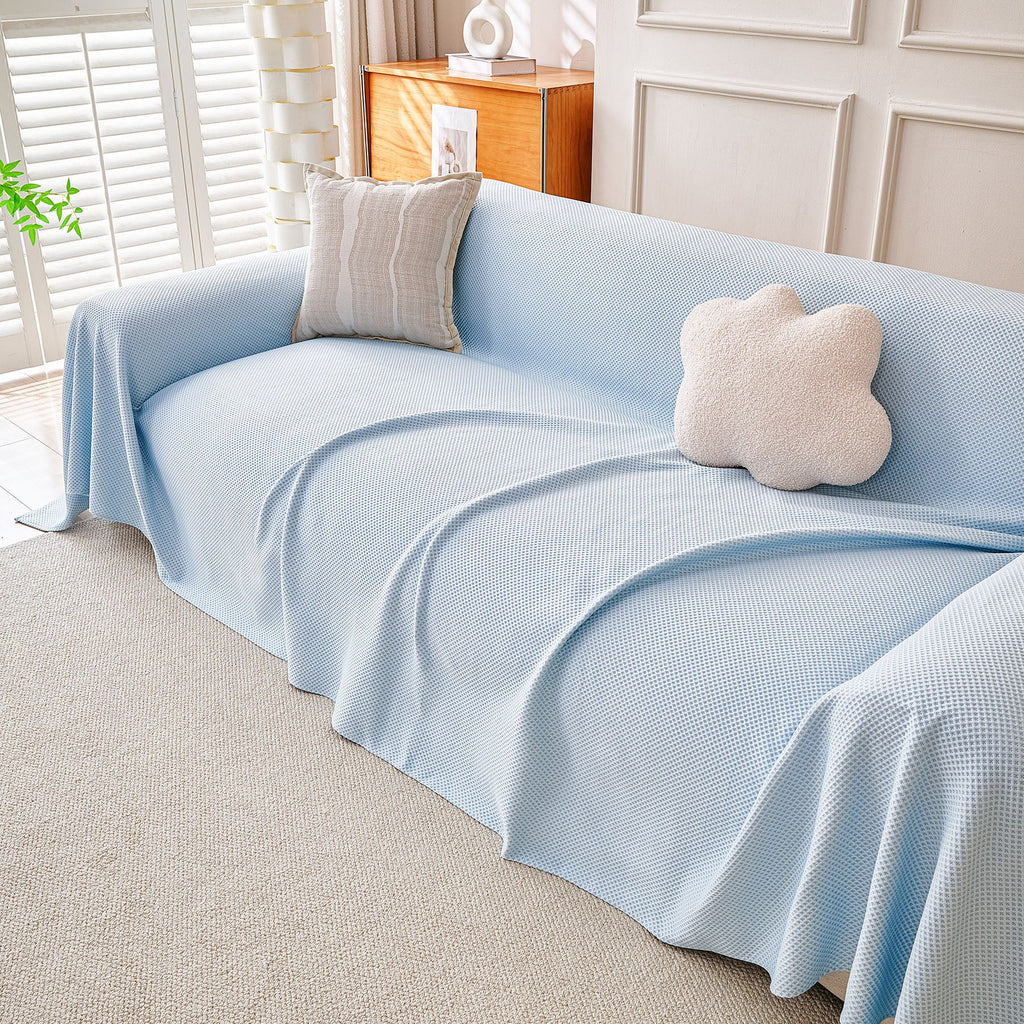Cooling Ice Silk Knit Couch Cover, Breathable Pet Friendly Soft Throw Cover for Sofas