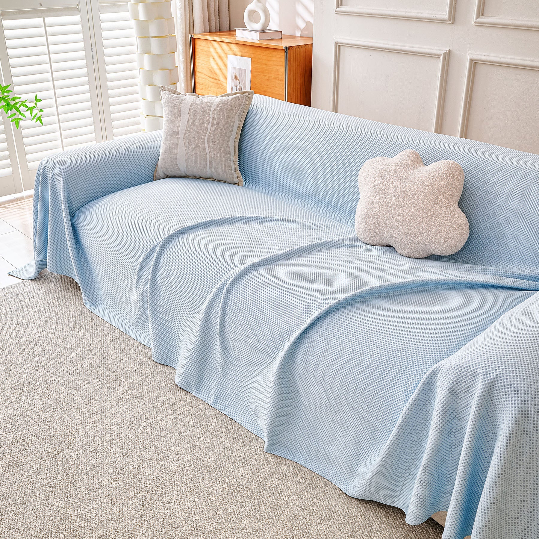 Cooling Ice Silk Knit Couch Cover, Breathable Pet Friendly Soft Throw Cover for Sofas