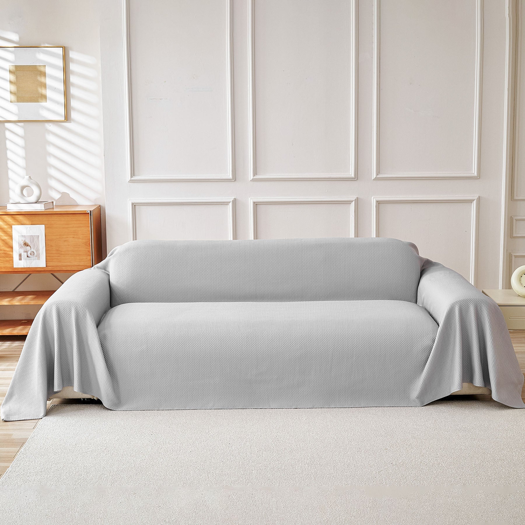 Cooling Ice Silk Knit Couch Cover, Breathable Pet Friendly Soft Throw Cover for Sofas