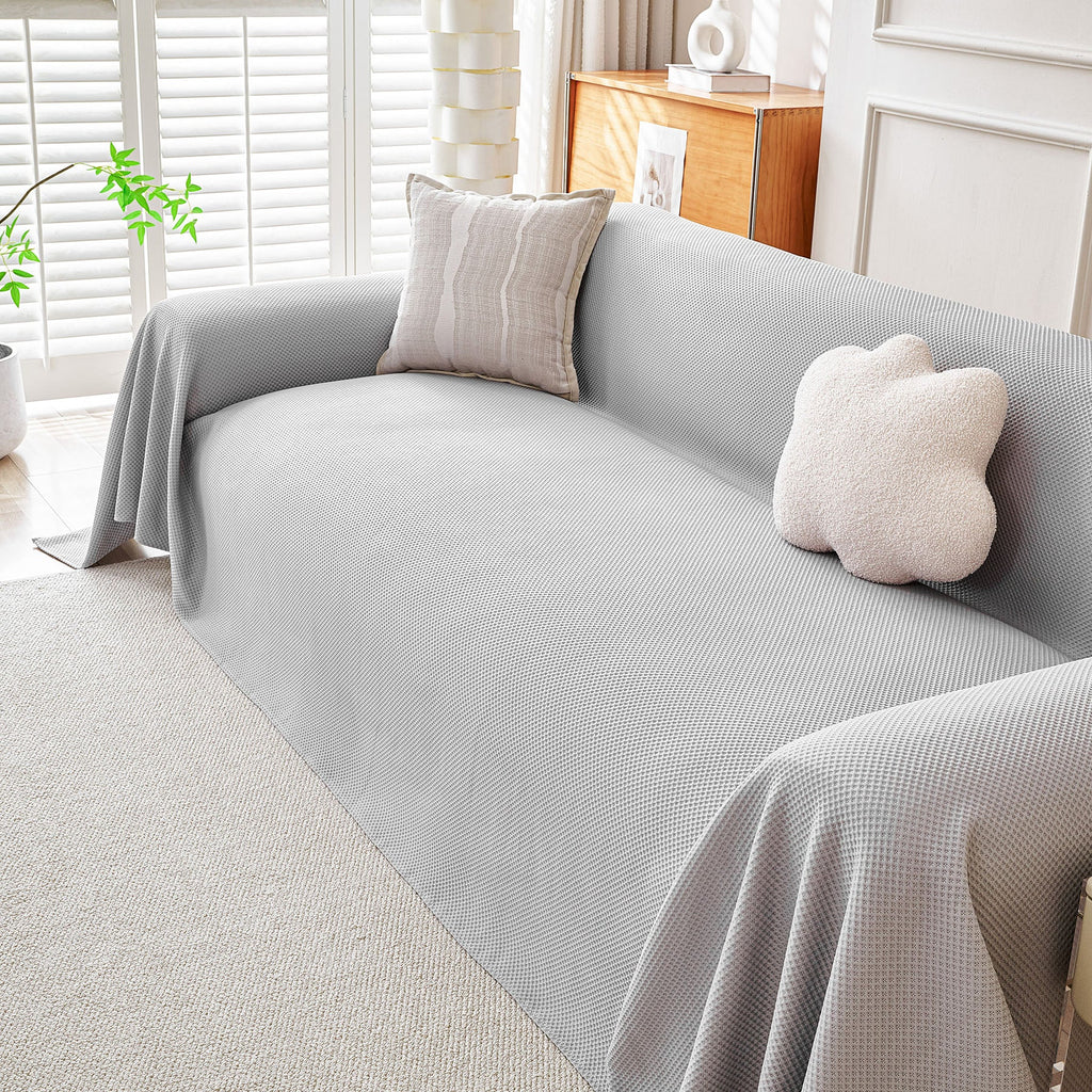 Cooling Ice Silk Knit Couch Cover, Breathable Pet Friendly Soft Throw Cover for Sofas