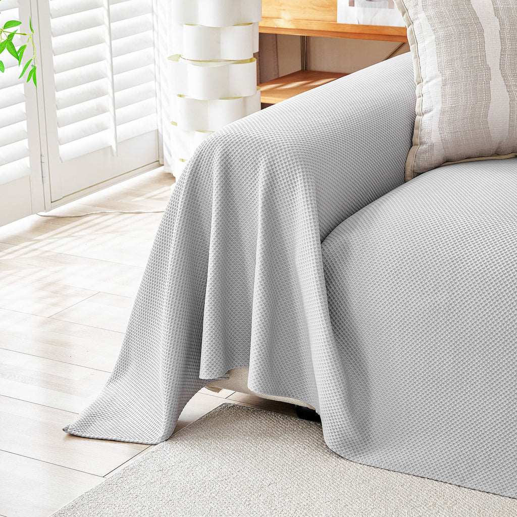 Cooling Ice Silk Knit Couch Cover, Breathable Pet Friendly Soft Throw Cover for Sofas