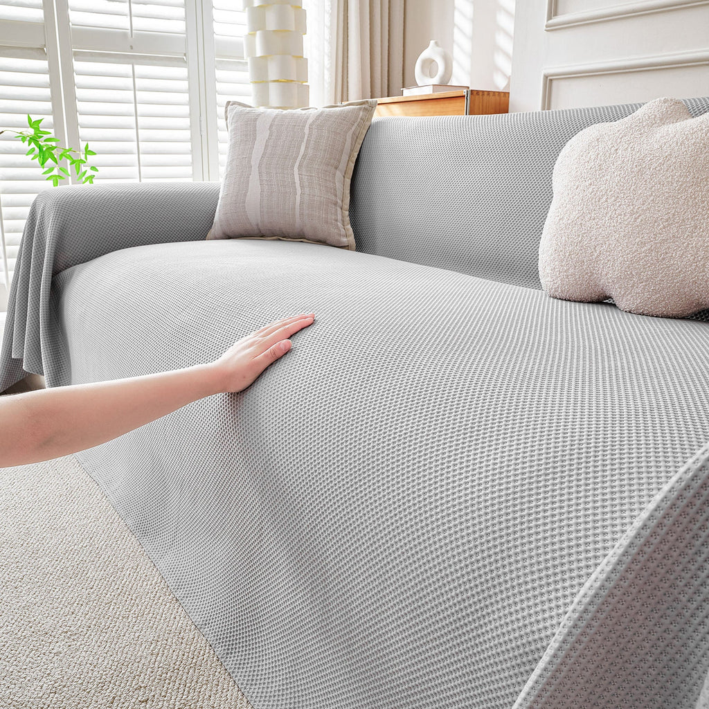 Cooling Ice Silk Knit Couch Cover, Breathable Pet Friendly Soft Throw Cover for Sofas