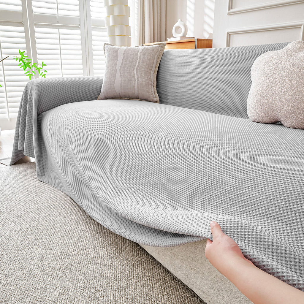 Cooling Ice Silk Knit Couch Cover, Breathable Pet Friendly Soft Throw Cover for Sofas