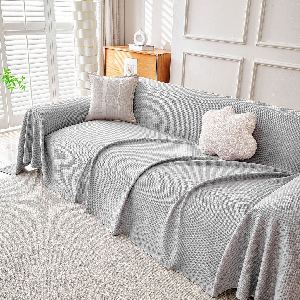 Cooling Ice Silk Knit Couch Cover, Breathable Pet Friendly Soft Throw Cover for Sofas