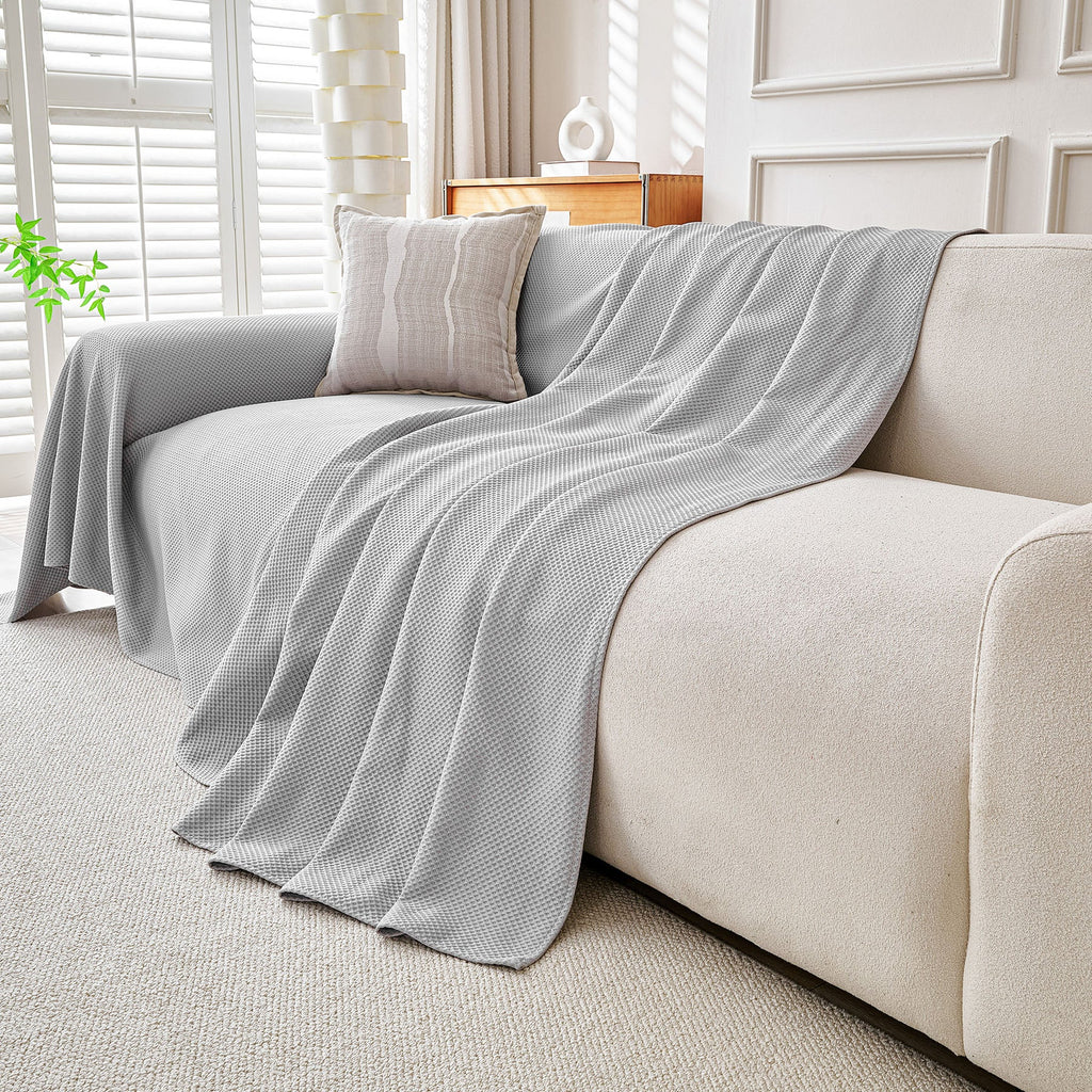 Cooling Ice Silk Knit Couch Cover, Breathable Pet Friendly Soft Throw Cover for Sofas